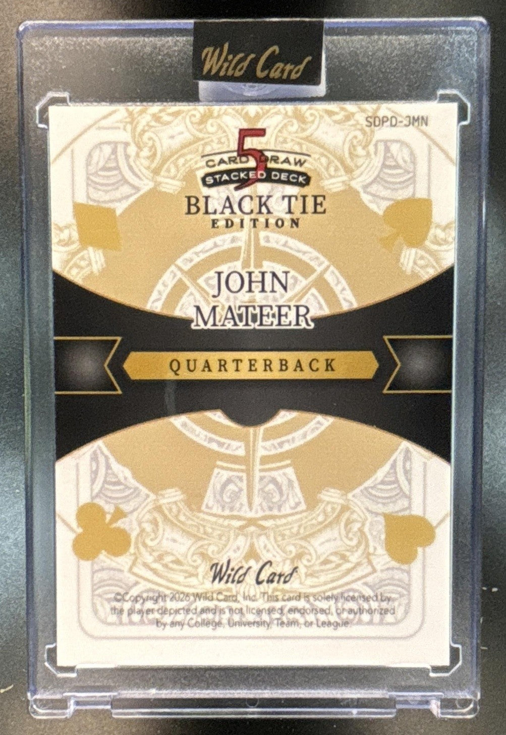 2026 Wild Card 5 Draw Stacked Deck John Mateer Black Tie 1/1
