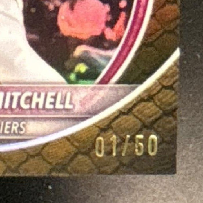 2025-26 Bowman Donovan Mitchell Chrome Reptilian Gold /50 #BCV-91 Cavaliers