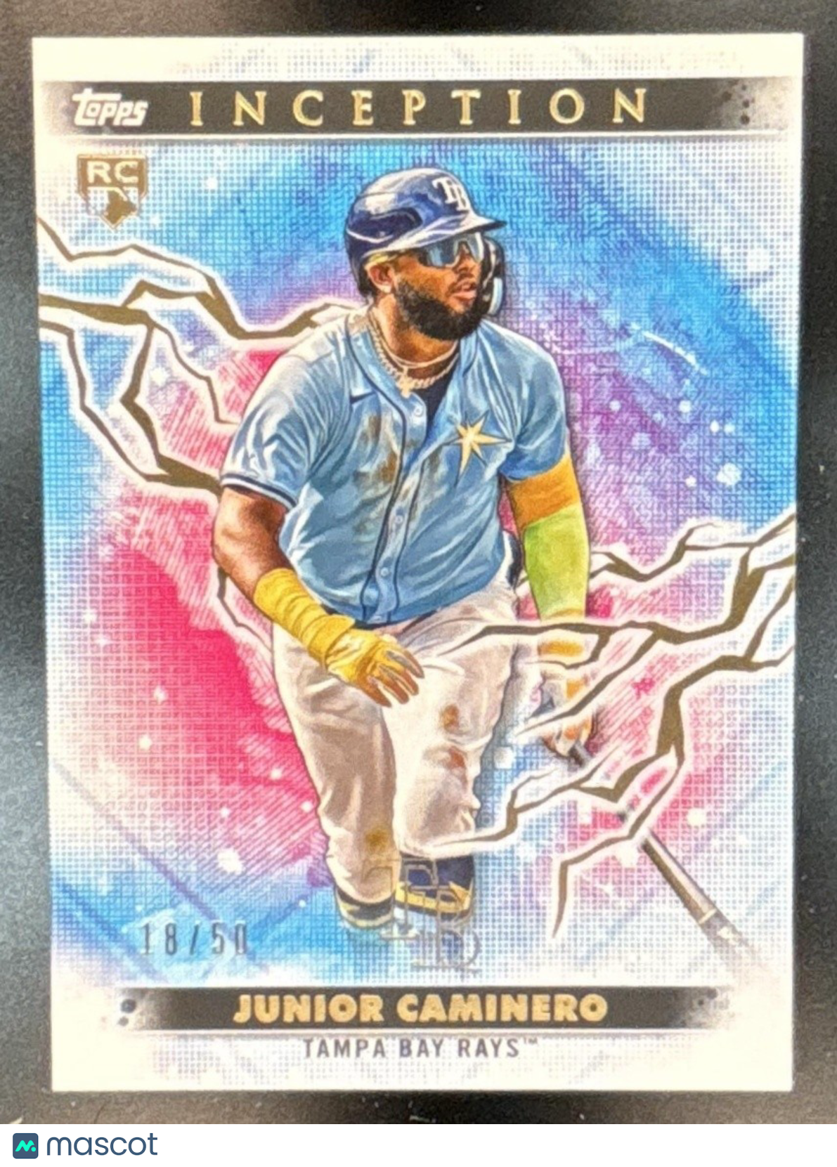 2024 Topps Inception Junior Caminero Gold Electricity /50 #58 RC Tampa Bay Rays
