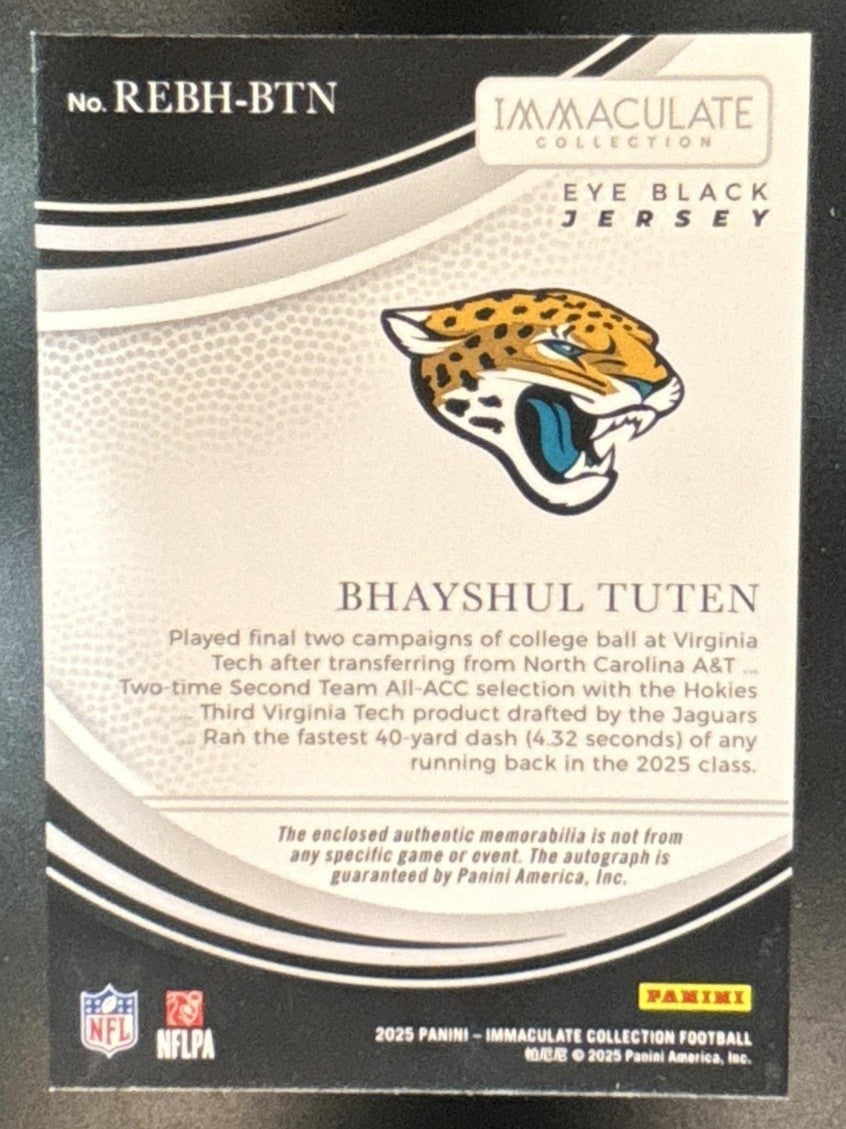 2025 Immaculate Collection Bhayshul Tuten Rookie Eye Black Jersey /99 RC Auto