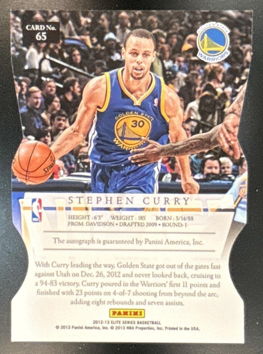 2012-13 Panini Elite Series Stephen Curry Status Die Cut Auto /30 #65 Warriors