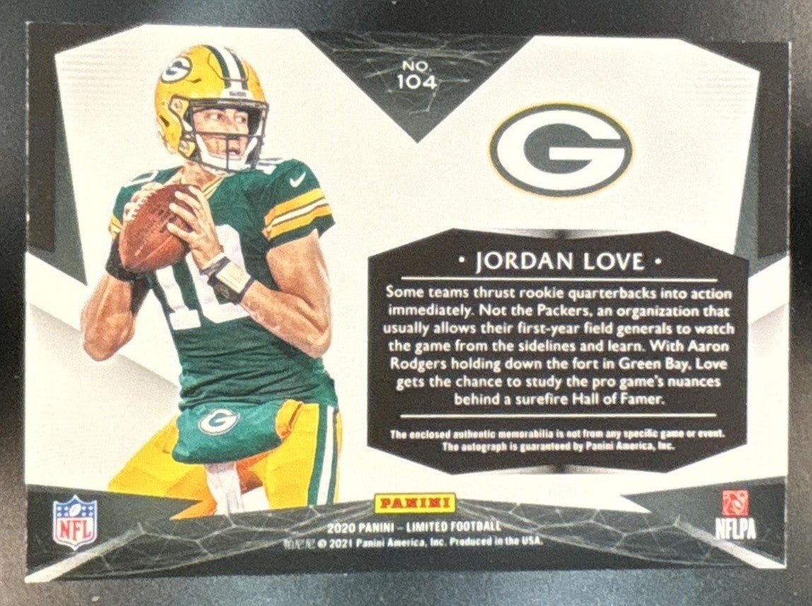 2020 Panini Limited Jordan Love Ruby Spotlight /49 #104 RC Auto Packers