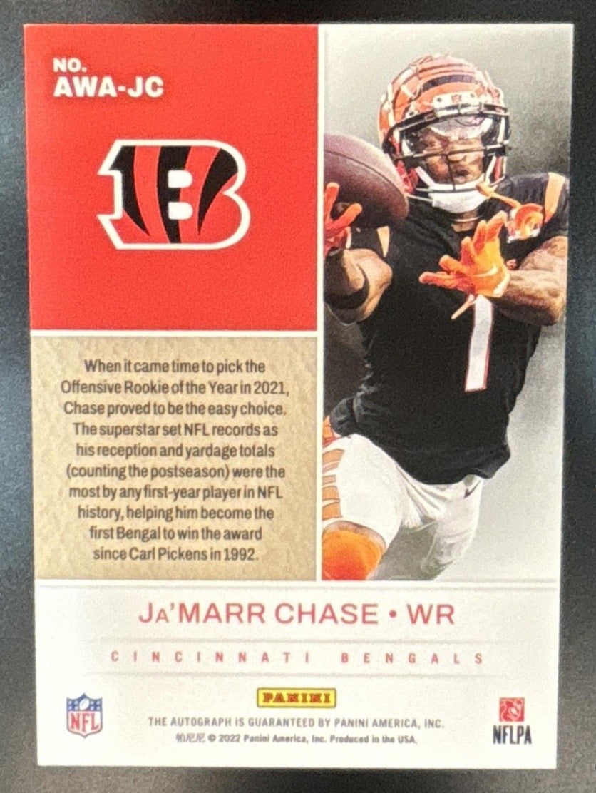 2023 Panini National Treasures Ja'Marr Chase Award Winners Auto Bengals