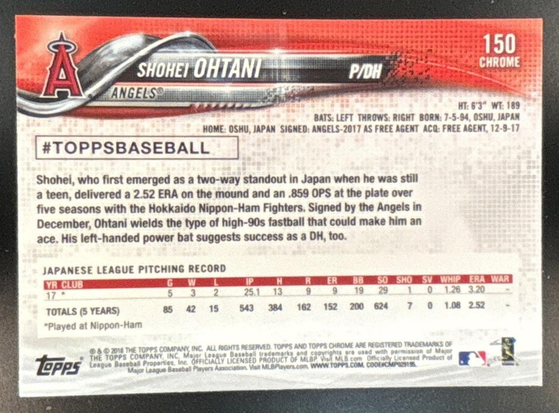 2018 Topps Chrome Shohei Ohtani #150b RED JERSEY SP RC VAR Los Angeles Angels