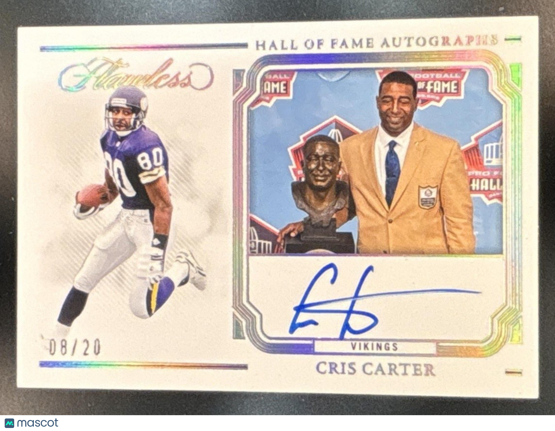 2023 Panini Flawless Cris Carter Hall of Fame Auto Silver /20 Minnesota Vikings