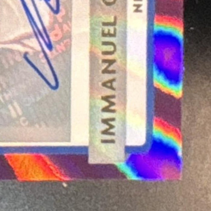 2020-21 Donruss Immanuel Quickley Signatures Purple Laser /15 RC Auto Knicks
