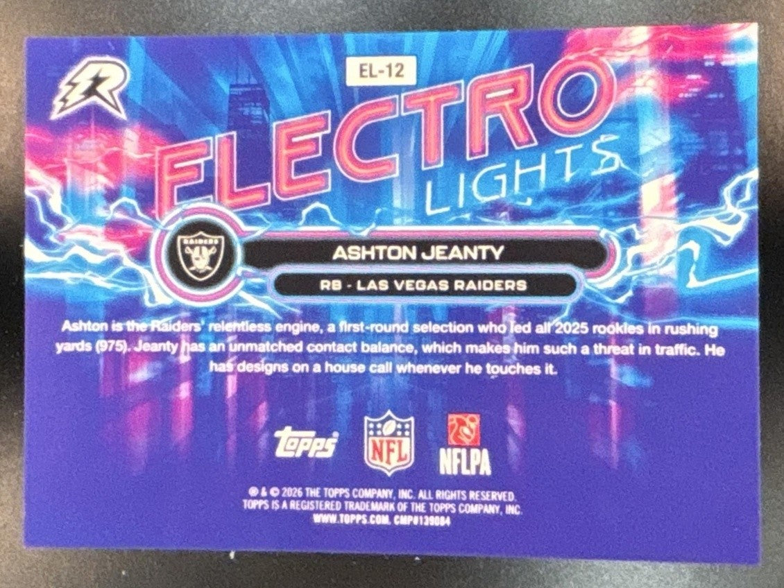 2025 Topps Resurgence Ashton Jeanty Electro Lights #EL-12 RC Las Vegas Raiders