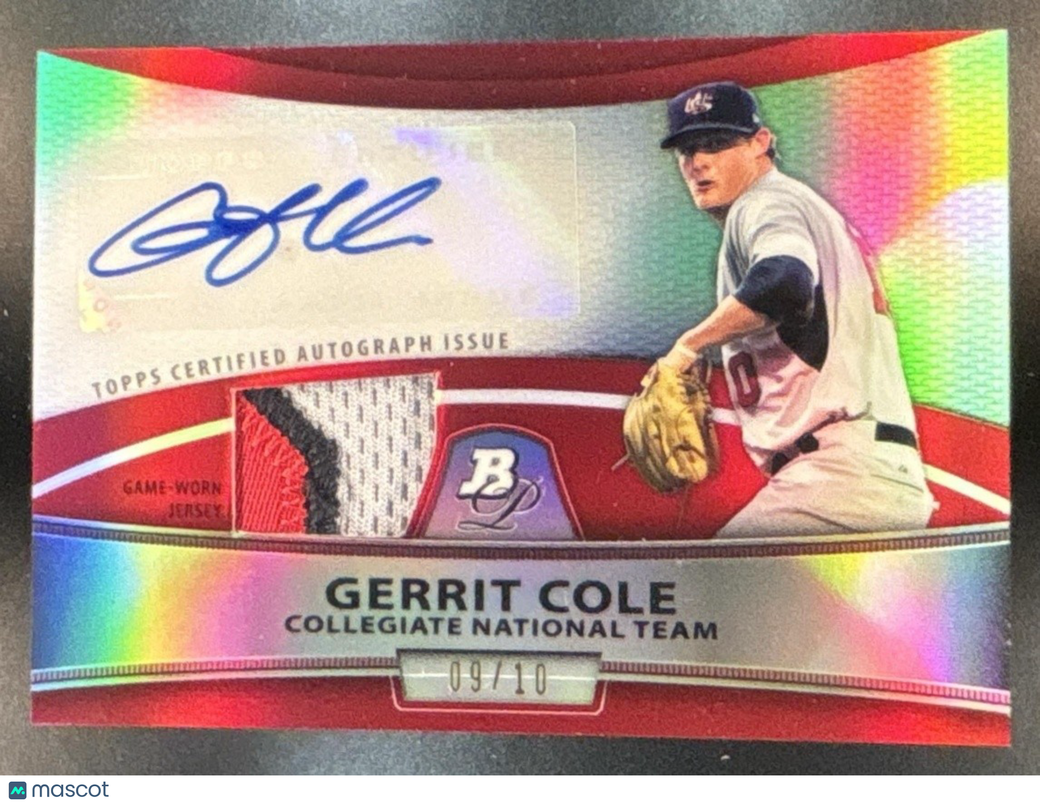 2010 Bowman Platinum Gerrit Cole Relic Auto Red Refractor /10 #PAR-GC USA