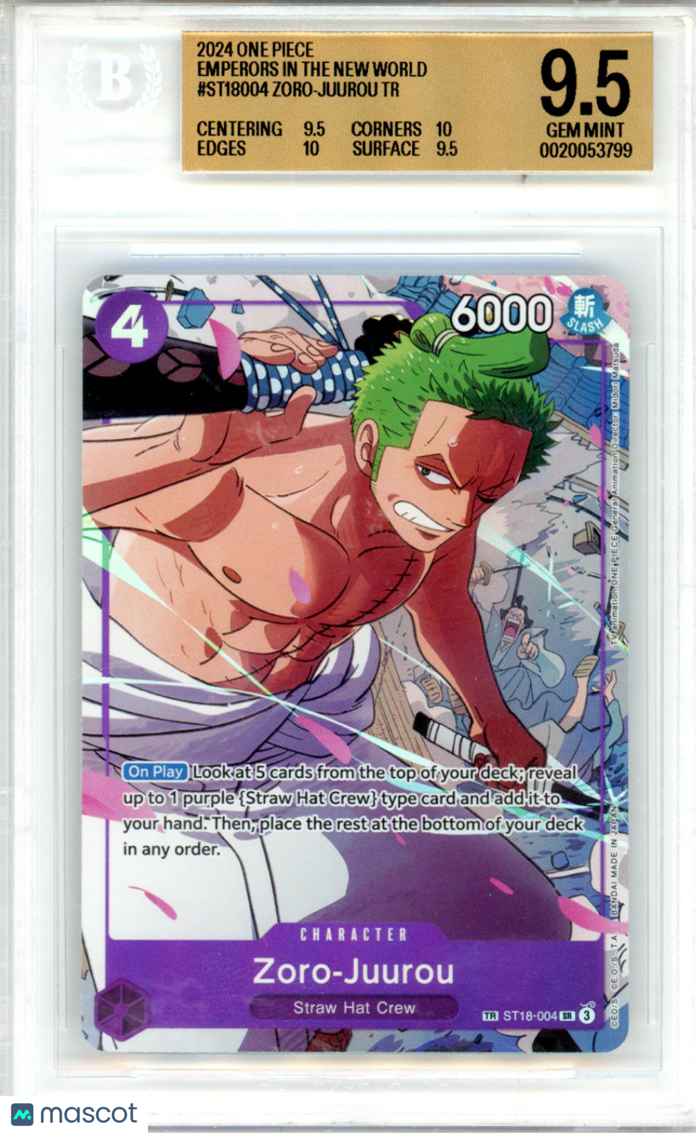 2024 One Piece Card Game Emperors in the New World Zoro-Juurou TR BGS 9.5