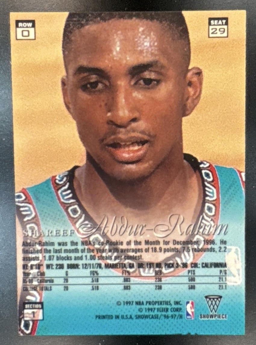 1996-97 Fleer Flair Showcase Shareef Abdur-Rahim Row 0 Showcase #29 RC Grizzlies