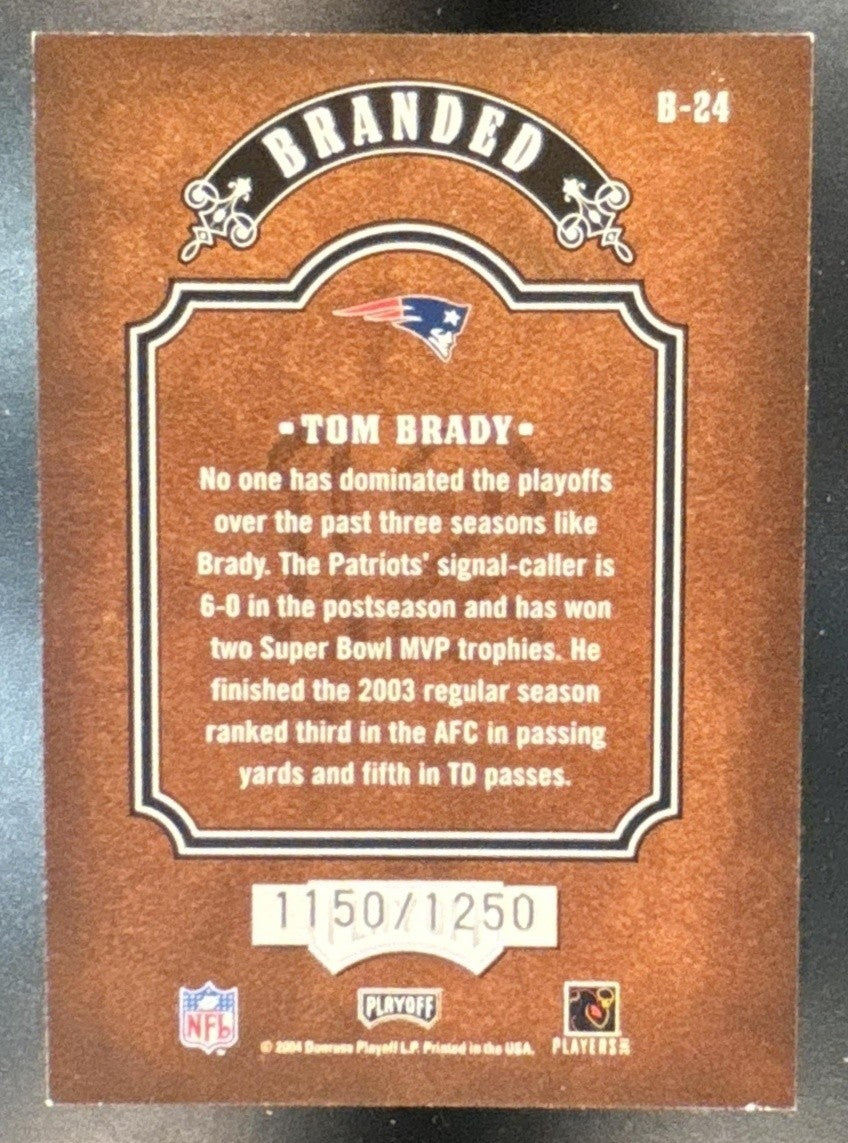 2004 Playoff Hogg Heaven Tom Brady Branded /1250 #B-24 New England Patriots