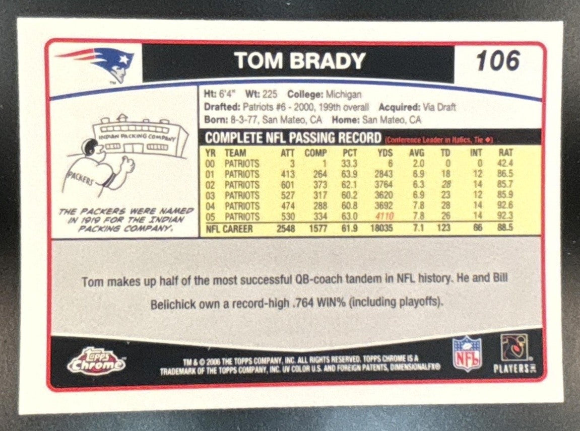 2006 Topps Chrome Tom Brady #106 Patriots