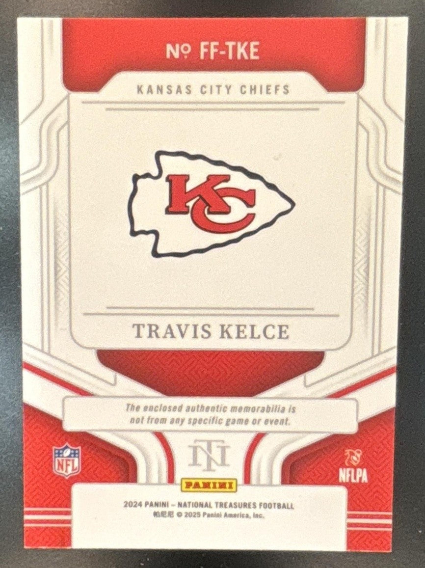 2025 Panini National Treasures Travis Kelce Framed Fabric /25 Kansas City Chiefs