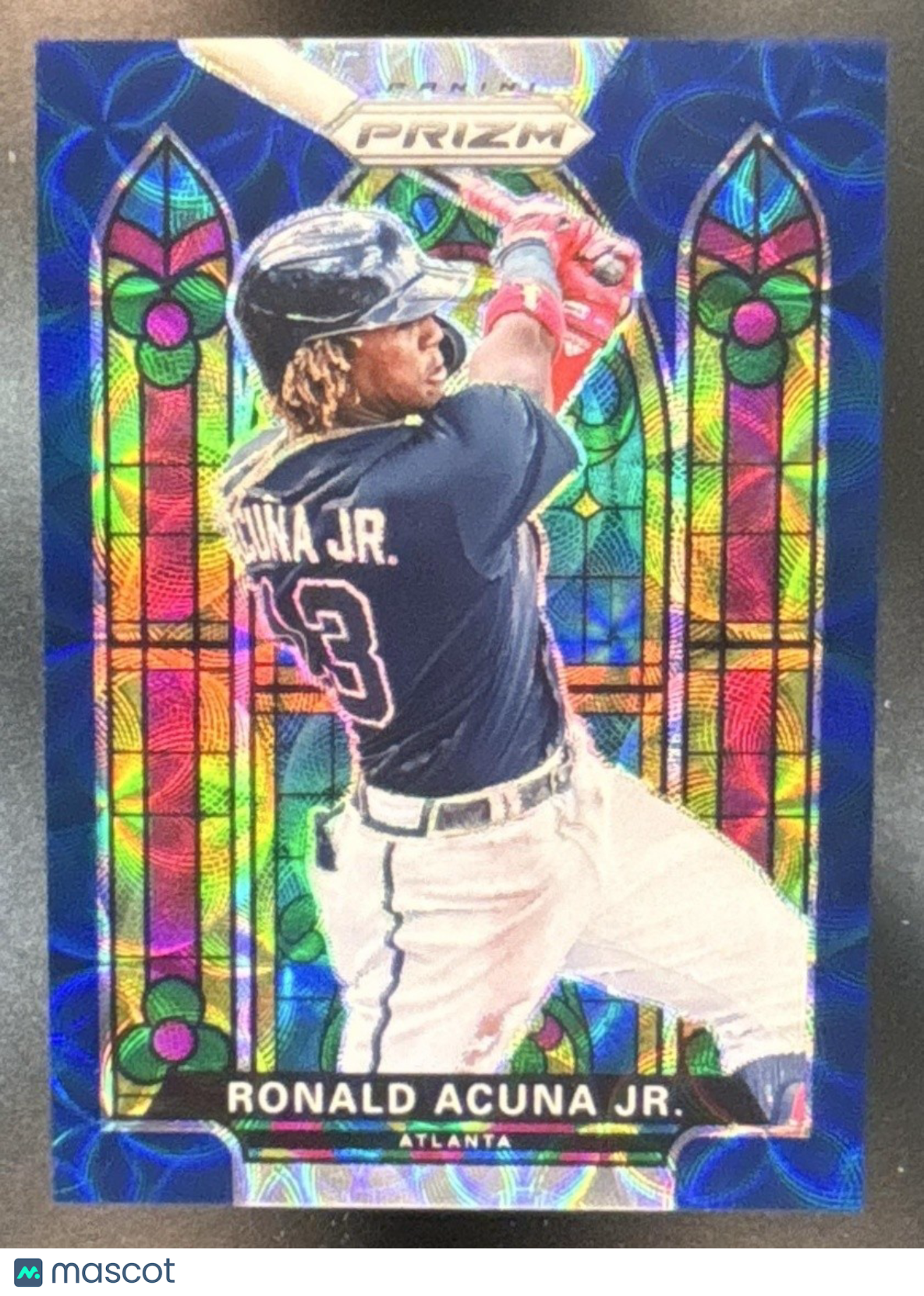 2021 Panini Prizm Ronald Acuna Jr Stained Glass Navy Blue Kaleidoscope /35 Brave