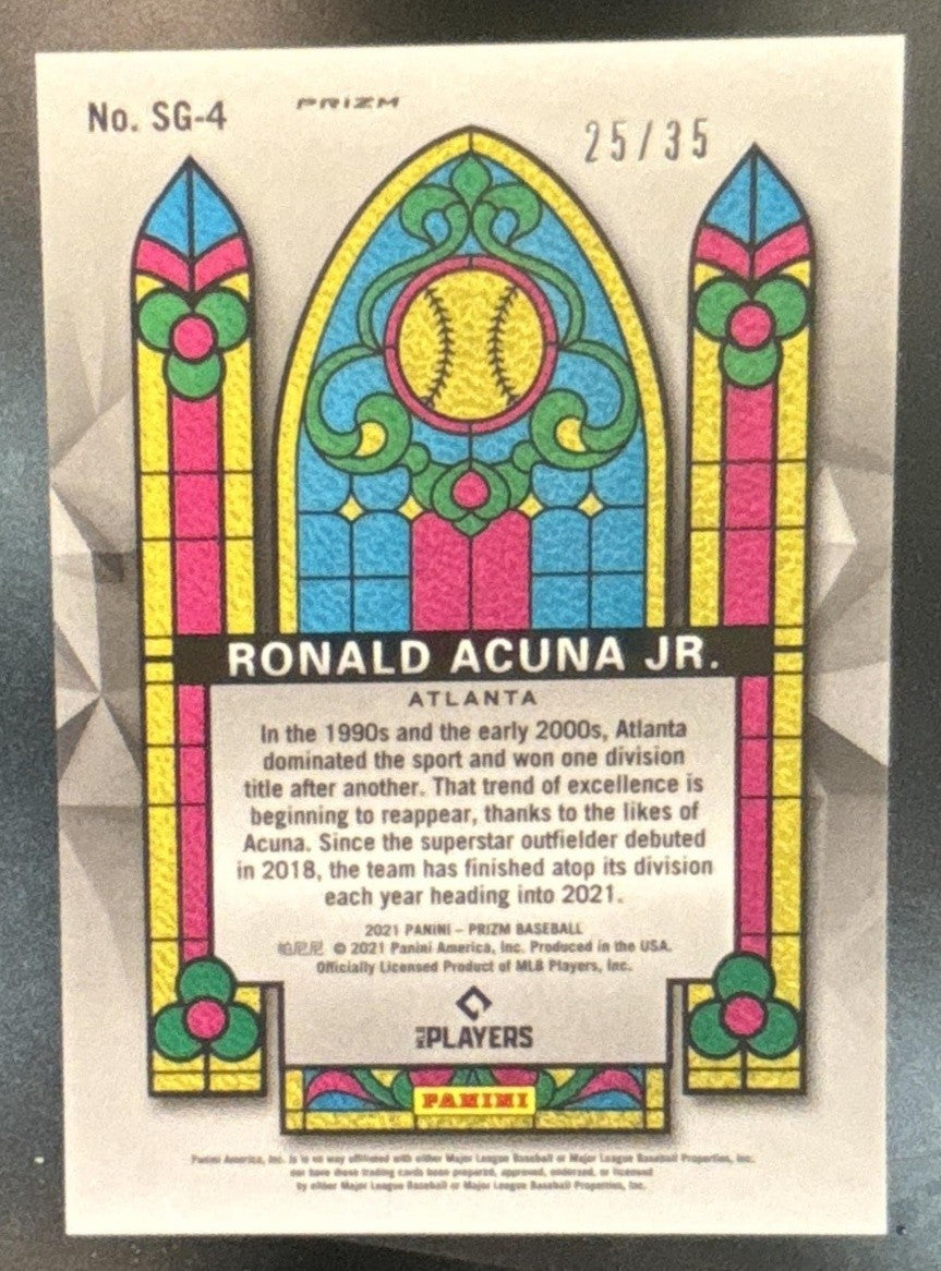 2021 Panini Prizm Ronald Acuna Jr Stained Glass Navy Blue Kaleidoscope /35 Brave