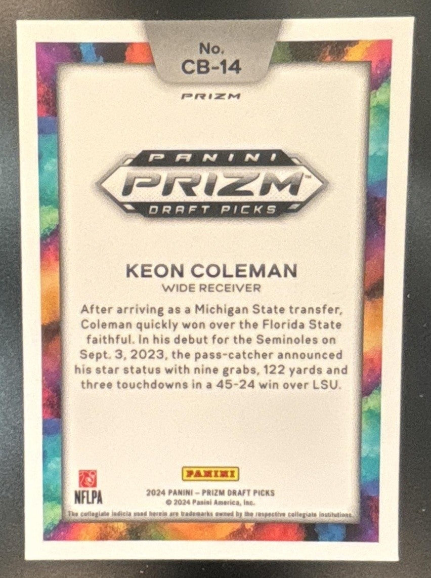 2024 Prizm Collegiate Draft Picks Keon Coleman Color Blast SSP RC Seminoles
