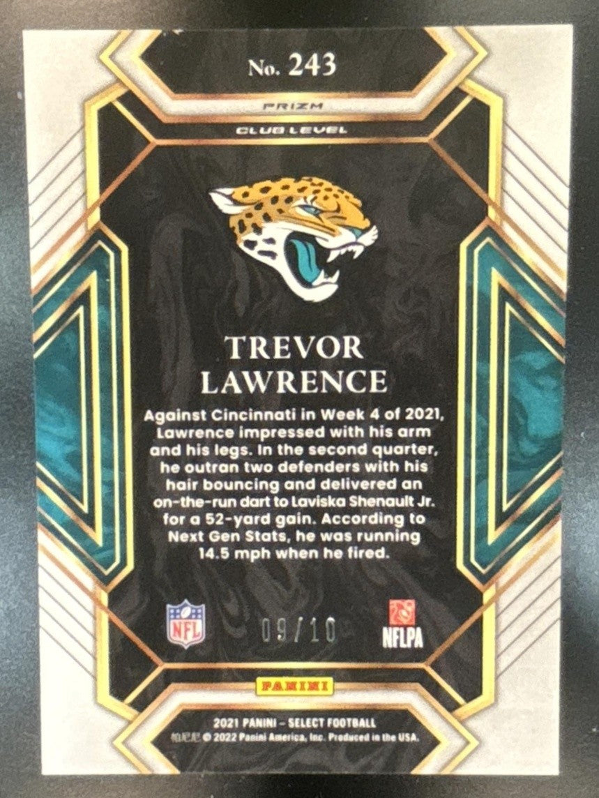 2021 Panini Select Trevor Lawrence Gold Disco /10 #243 RC Jacksonville Jaguars