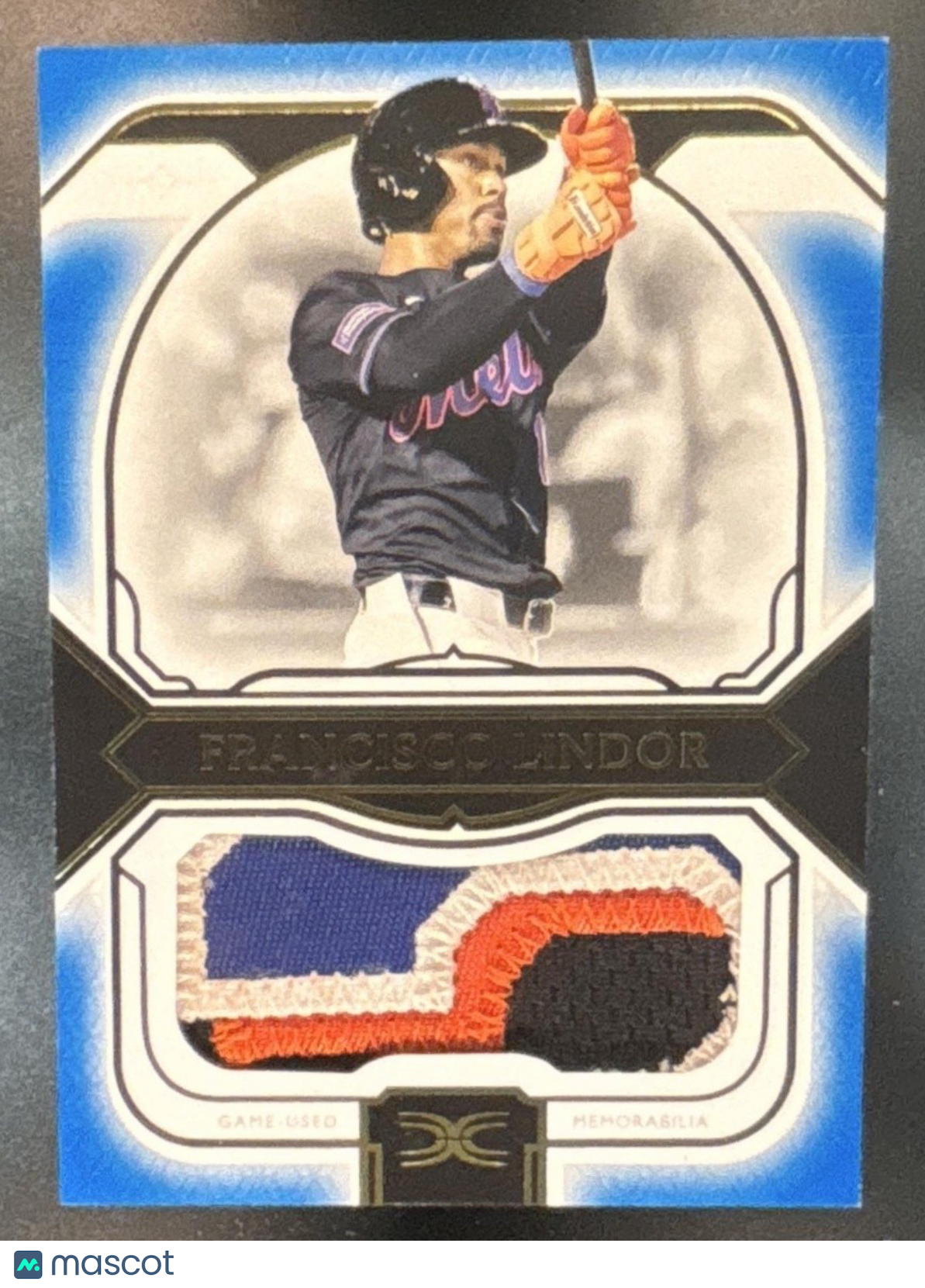 2024 Topps Definitive Collection Francisco Lindor Jumbo Relic Blue /30 Mets