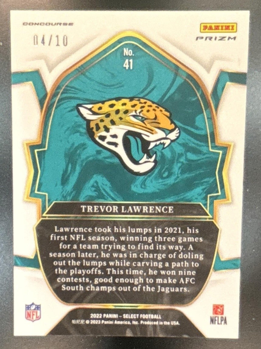 2022 Panini Select Trevor Lawrence Gold Disco Prizm /10 #41 Jacksonville Jaguars