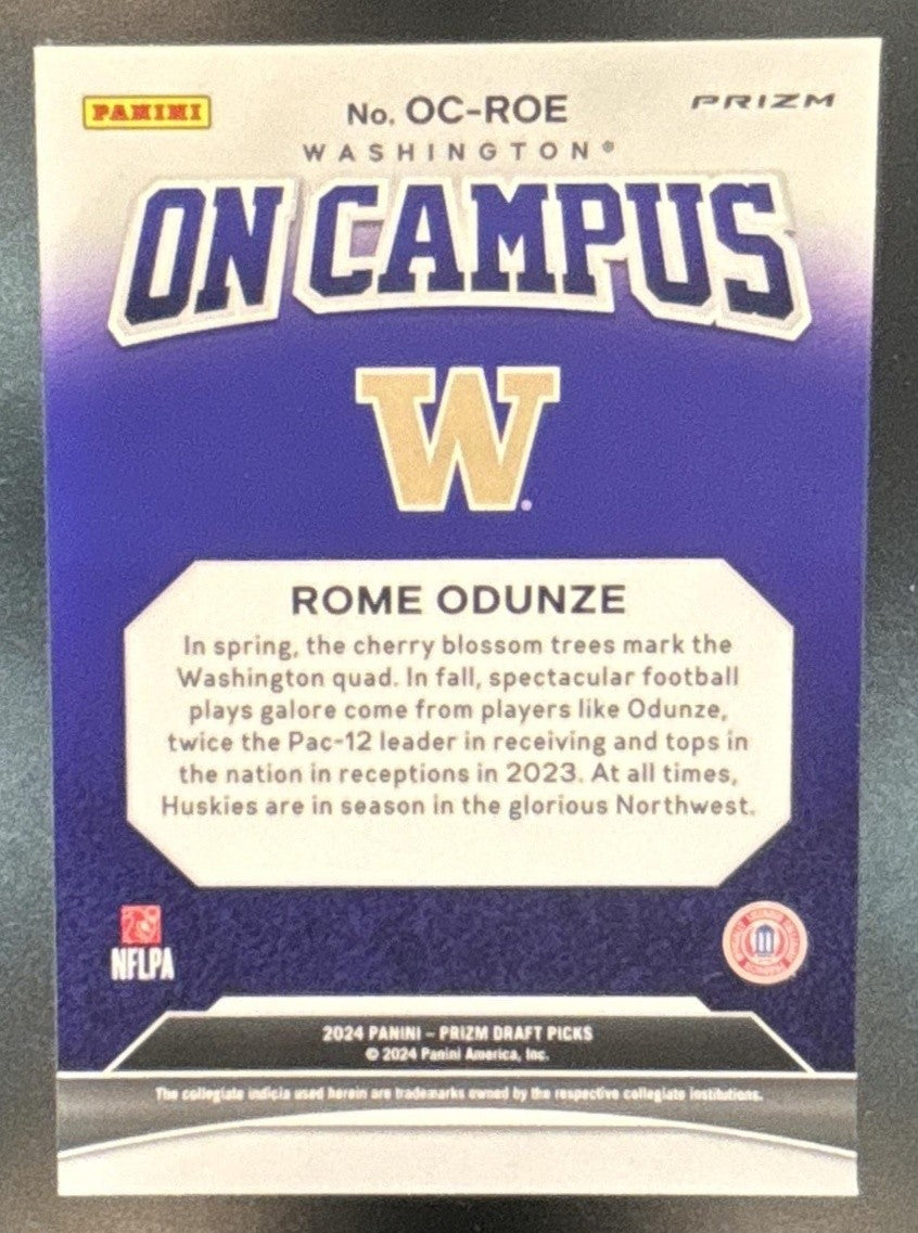 2024 Panini Prizm Collegiate Draft Picks Rome Odunze On Campus RC Huskies