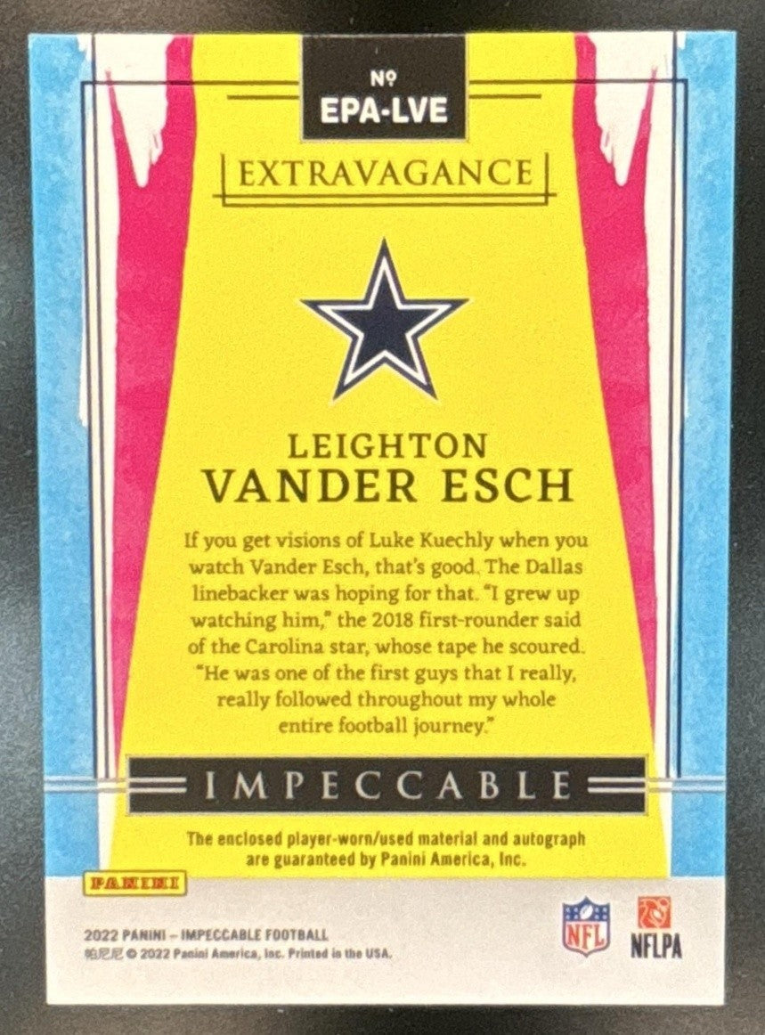 2022 Panini Impeccable Leighton Vander Esch Extravagance Patch /75 Cowboys