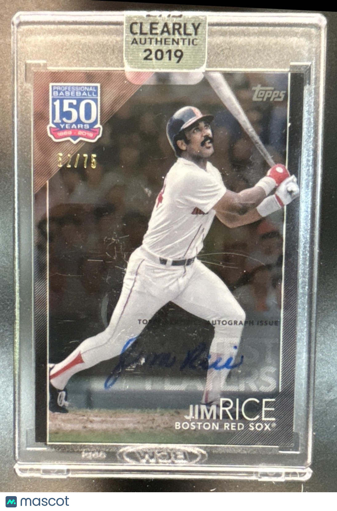 2019 Topps Clearly Authentic 150 Years of Baseball Autographs Black Jim Rice /75