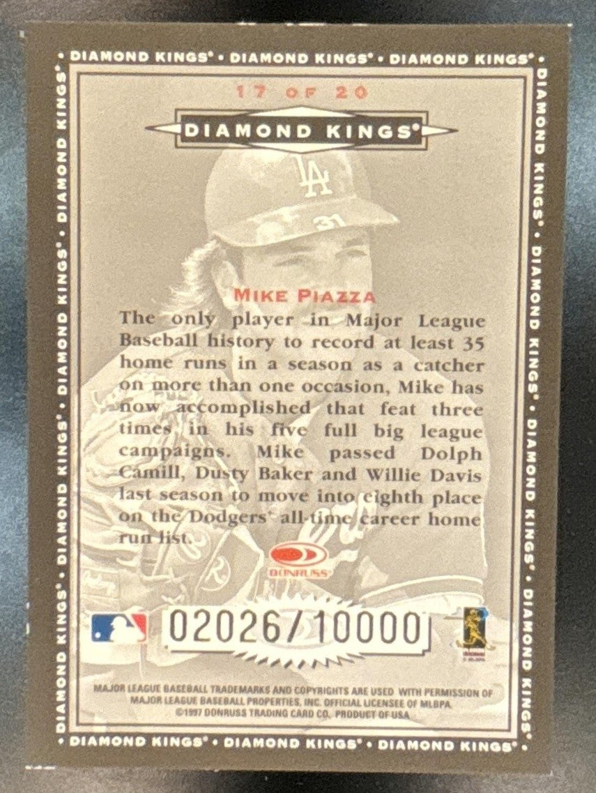 1998 Donruss Mike Piazza Diamond Kings /10000 #17 Los Angeles Dodgers