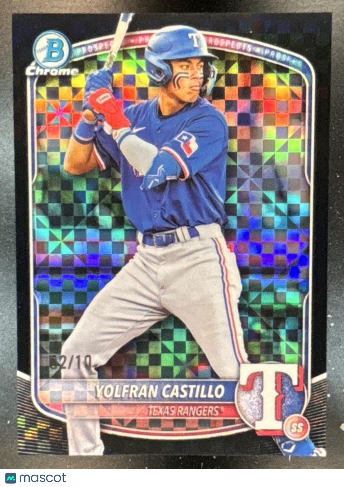 2025 Bowman Draft Yolfran Castillo Chrome Black X-Fractor /10 #BDC-107 Rangers