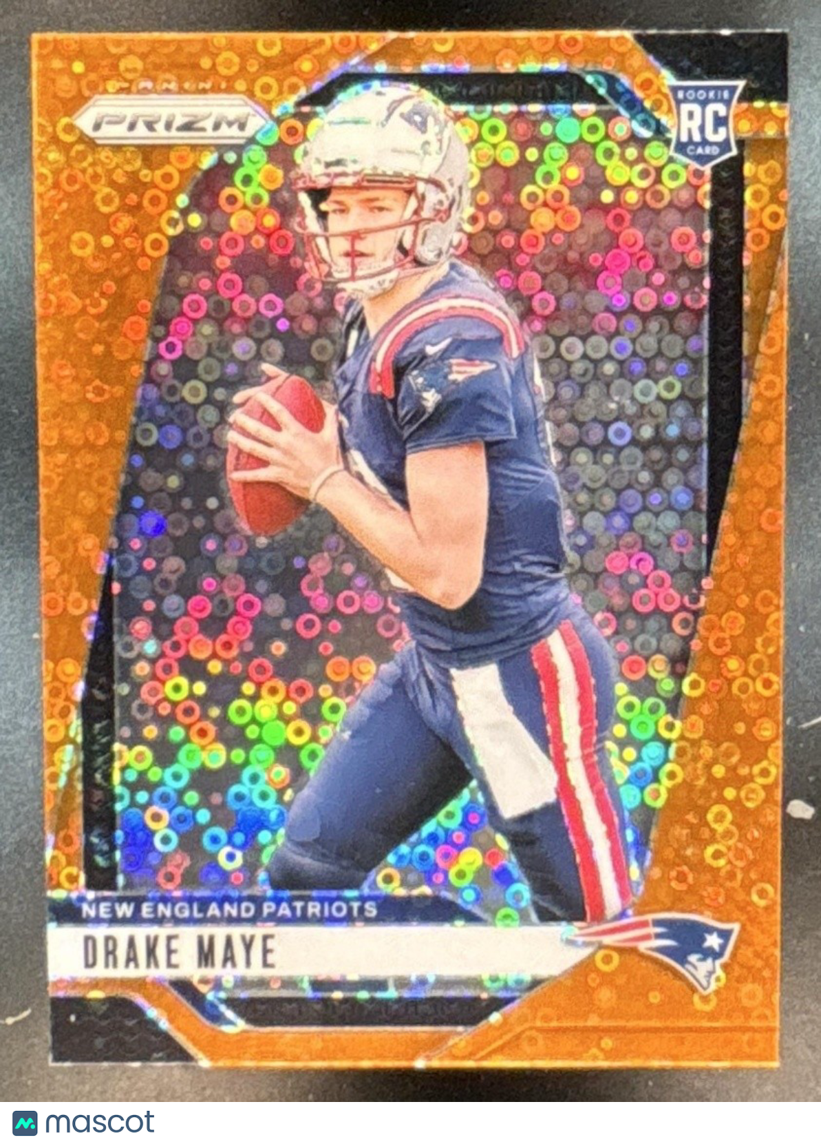 2024 Panini Prizm Drake Maye Orange Disco #329 RC New England Patriots