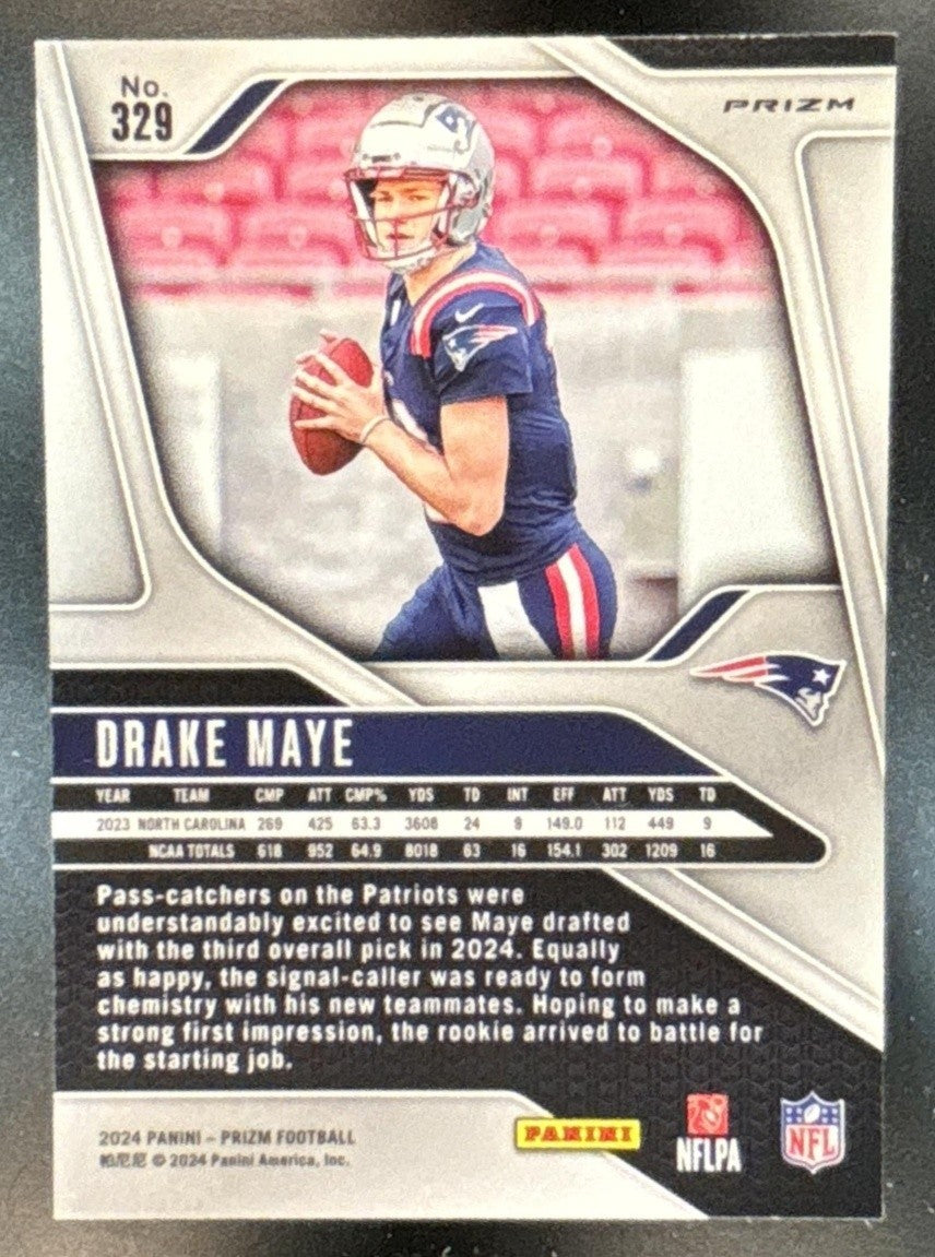 2024 Panini Prizm Drake Maye Orange Disco #329 RC New England Patriots
