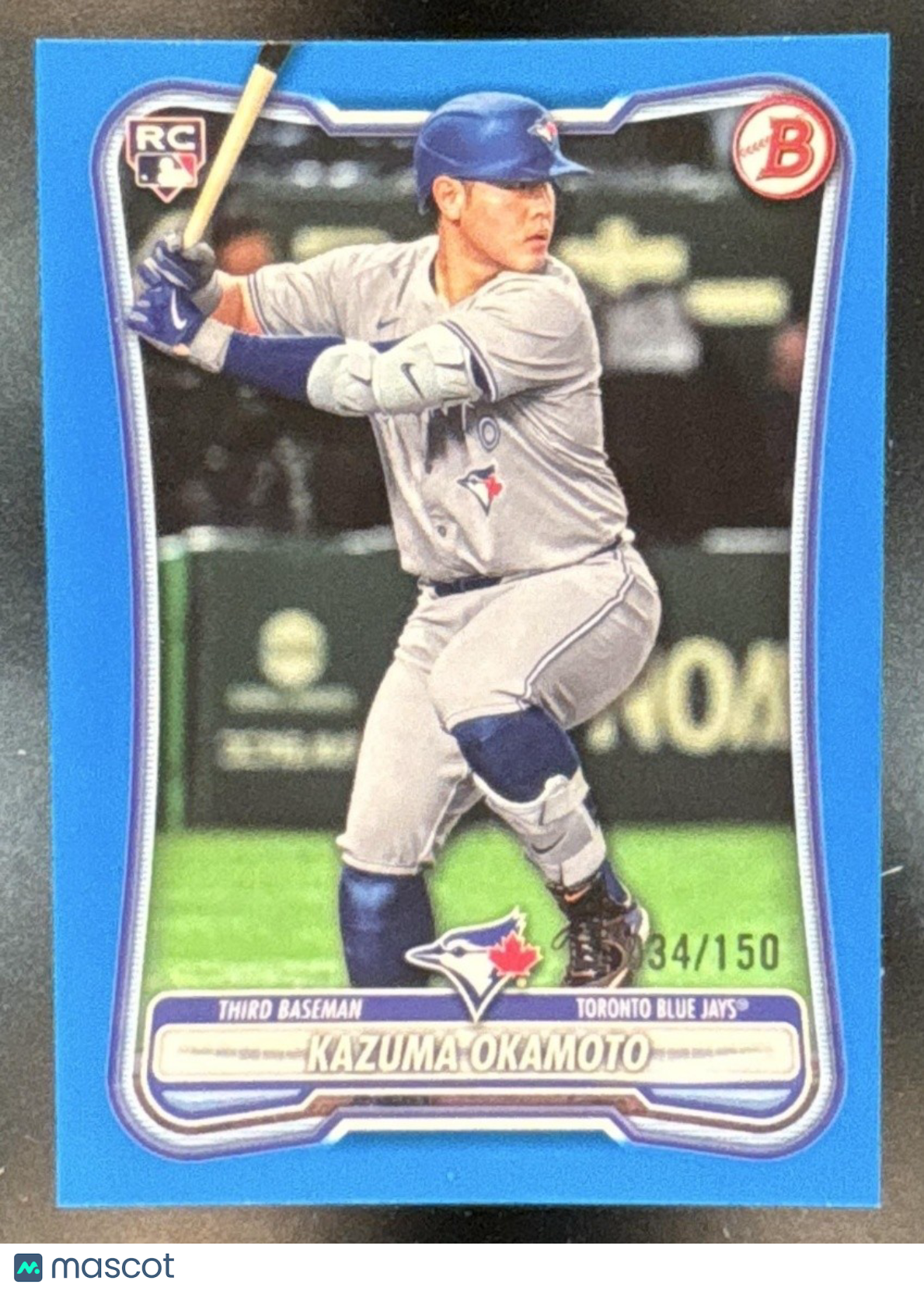 2026 Bowman Kazuma Okamoto Blue Border /150 #28 RC Toronto Jays