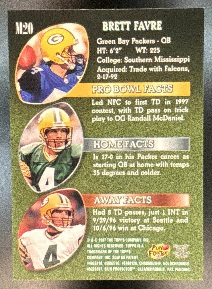 1997 Topps Brett Favre Mystery Finest Silver #M20 Green Bay Packers