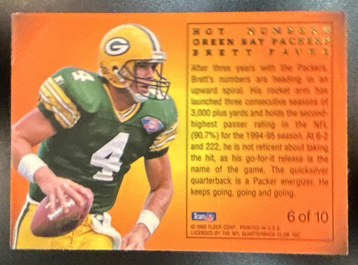 1995 Fleer Flair Brett Favre Hot Numbers #6 Green Bay Packers