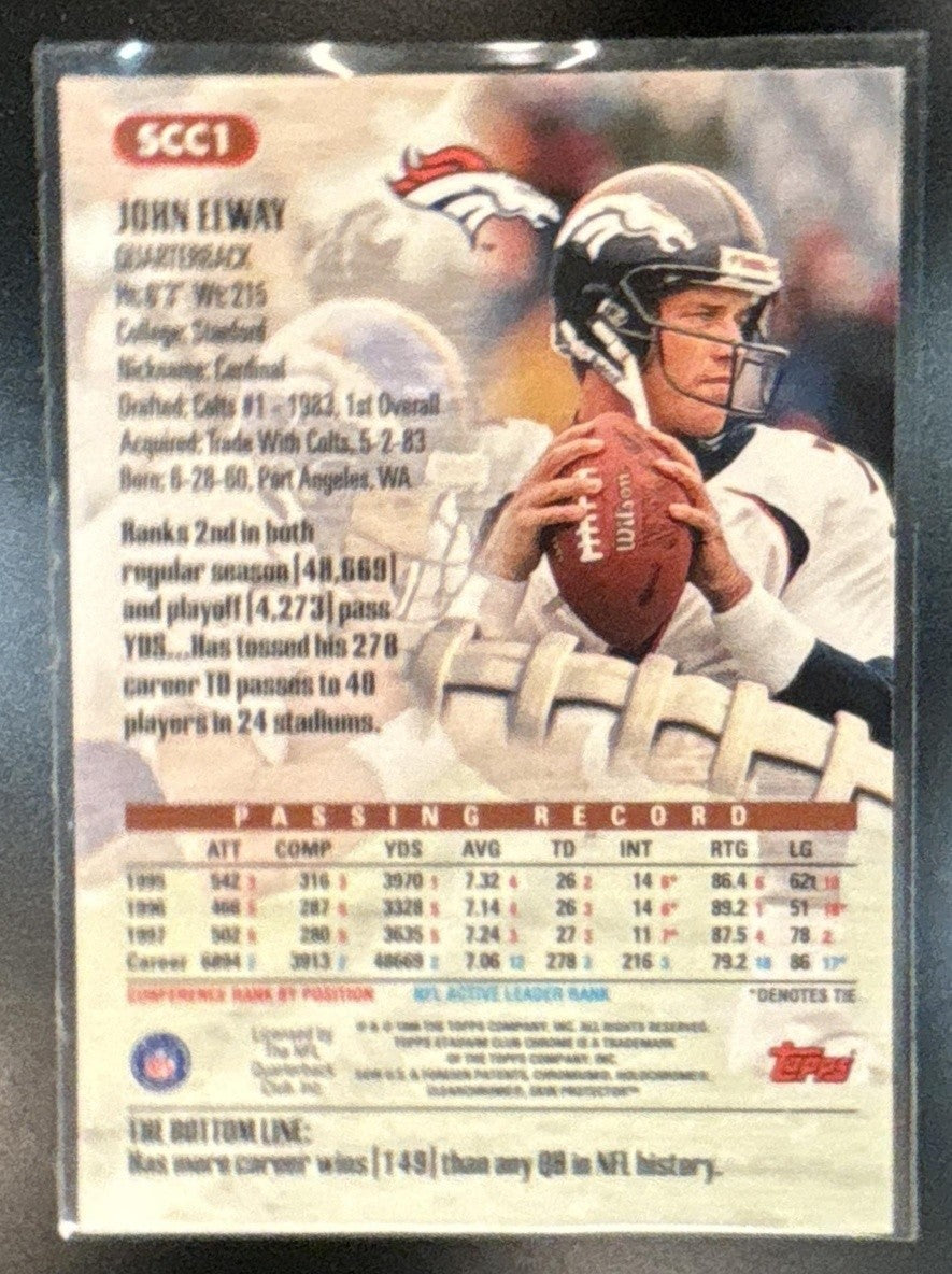 1998 Topps Stadium Club John Elway Chrome Denver Broncos