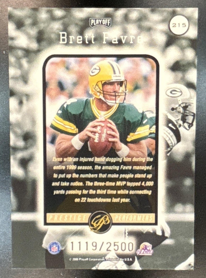 2000 Playoff Prestige Brett Favre /2500 #215 Green Bay Packers