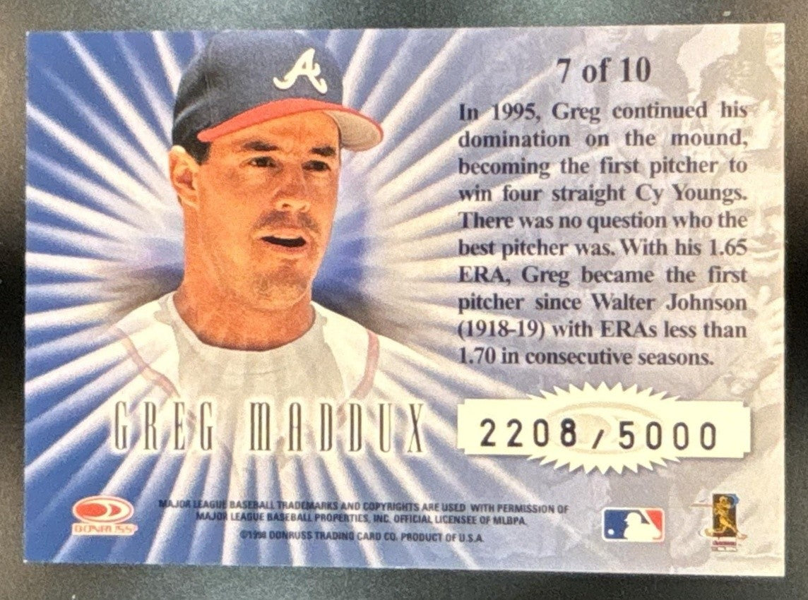 1998 Leaf Rookies & Stars Greg Maddux Standing Ovations /5000 #7 Atlanta Braves