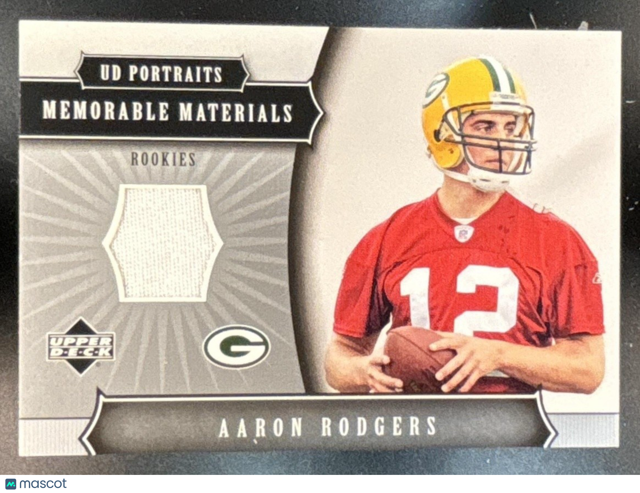 2005 Upper Deck Portraits Aaron Rodgers Memorable Materials RC Green Bay Packers