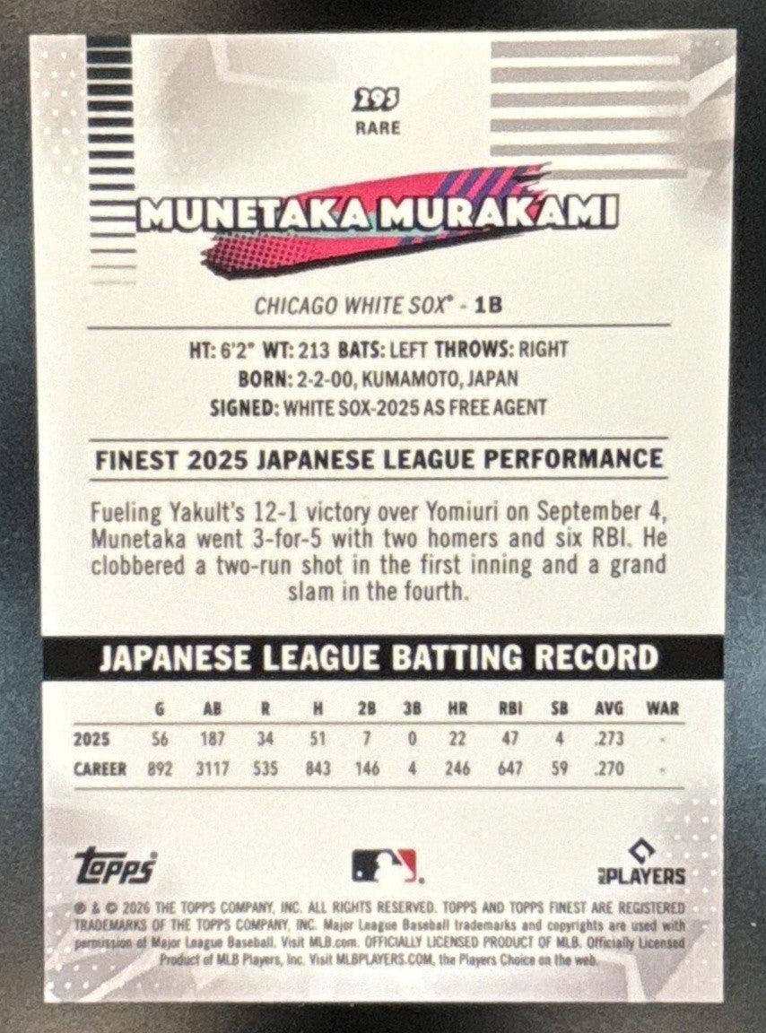 2026 Topps Finest Munetaka Murakami Worlds Green Refractor /99 #WF-24 RC