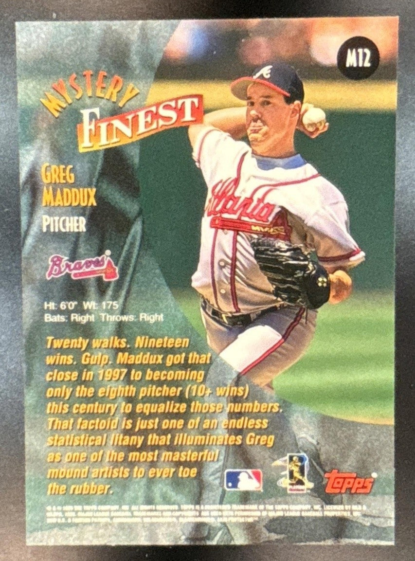 1998 Topps Greg Maddux Mystery Finest Bordered #M12 Atlanta Braves