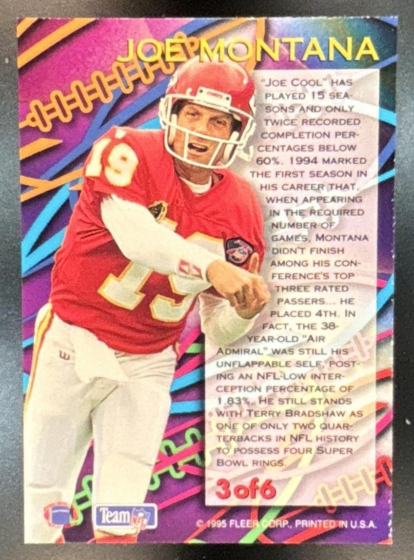 1995 Fleer Joe Montana Aerial Attack #3 Kansas City Chiefs