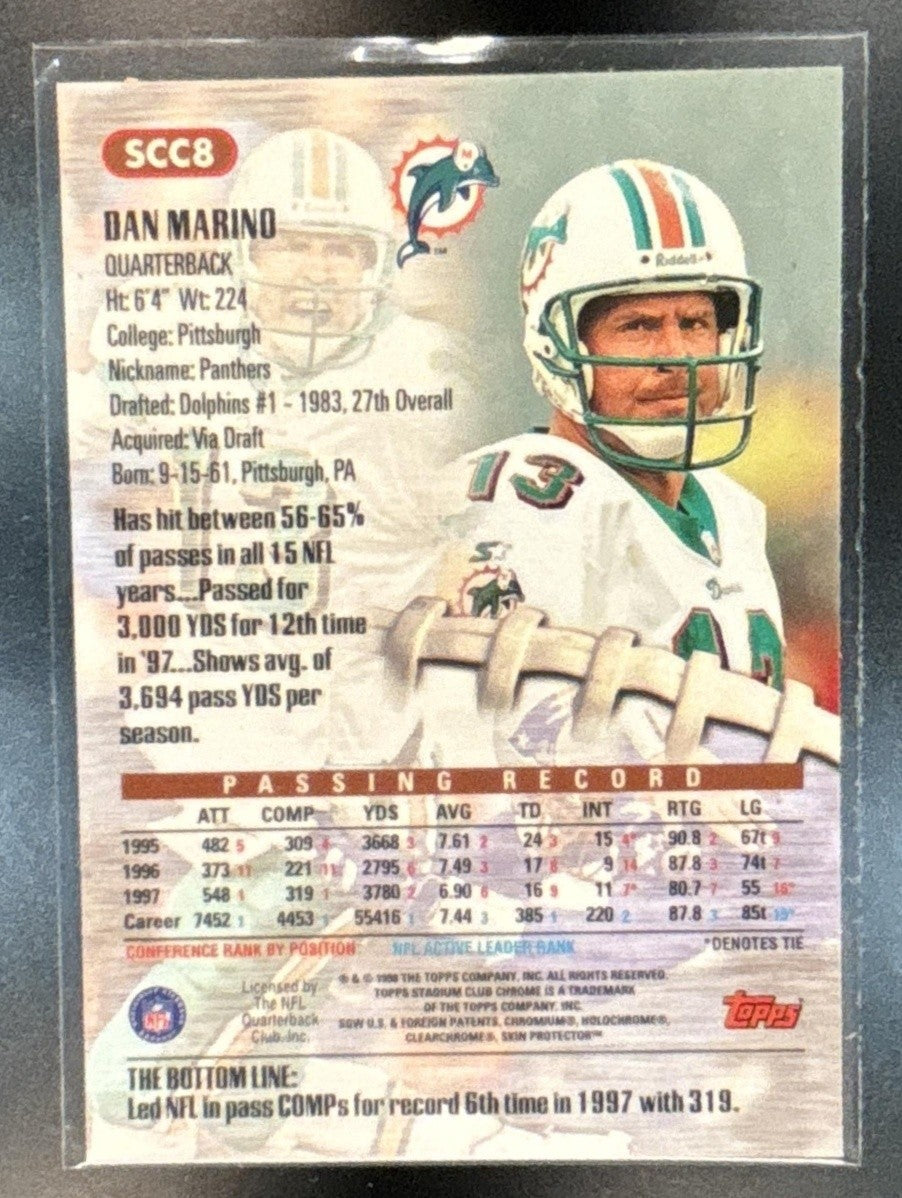 1998 Topps Stadium Club Dan Marino Chrome Miami Dolphins