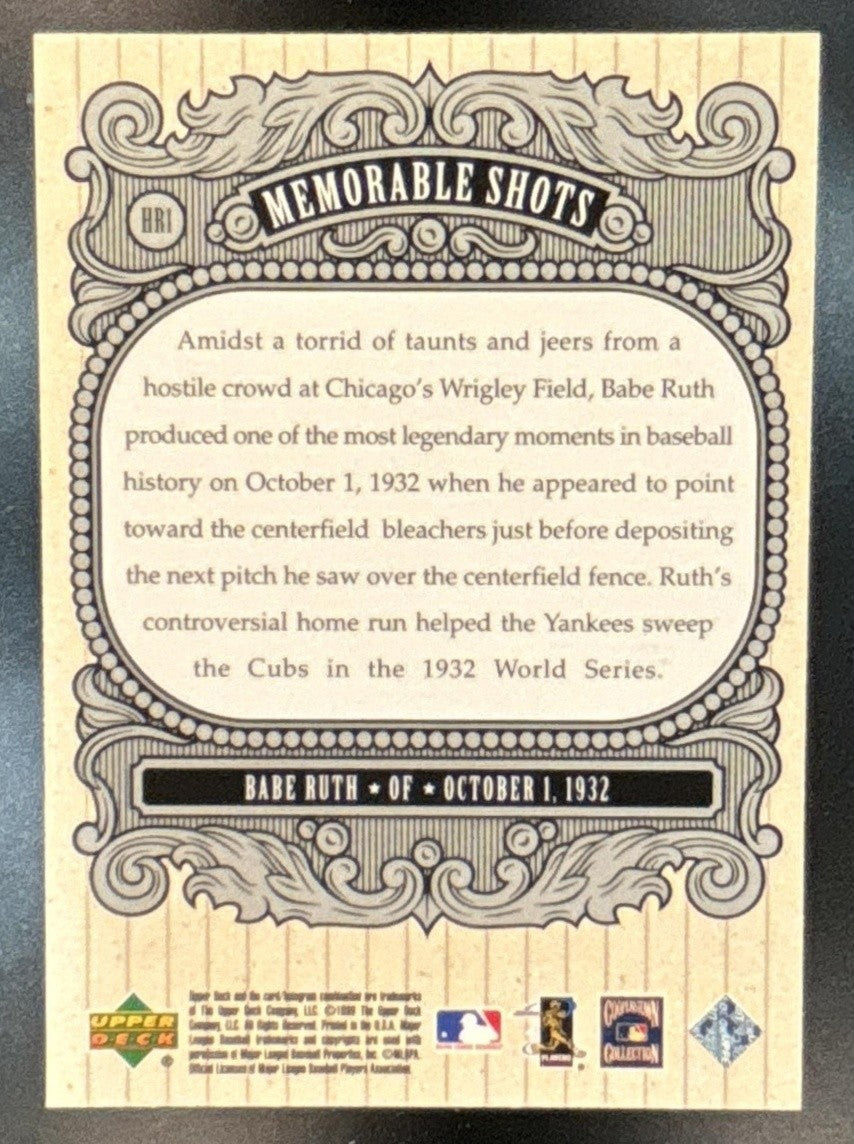 1999 Upper Deck Century Legends Babe Ruth Memorable Shots #HR1 New York Yankees