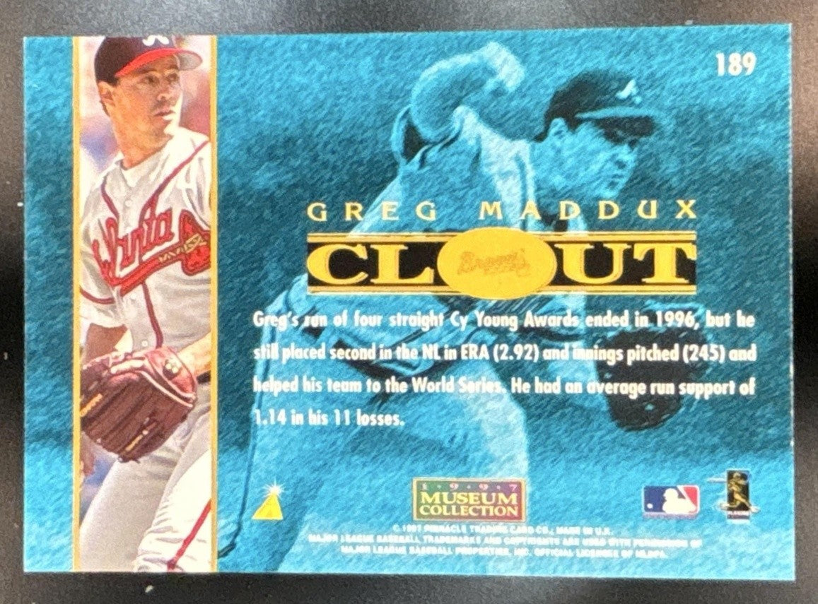 1997 Pinnacle Greg Maddux Museum Collection #189 Atlanta Braves