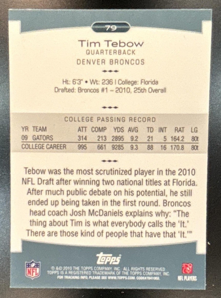 2010 Topps Platinum Tim Tebow #79 RC Denver Broncos