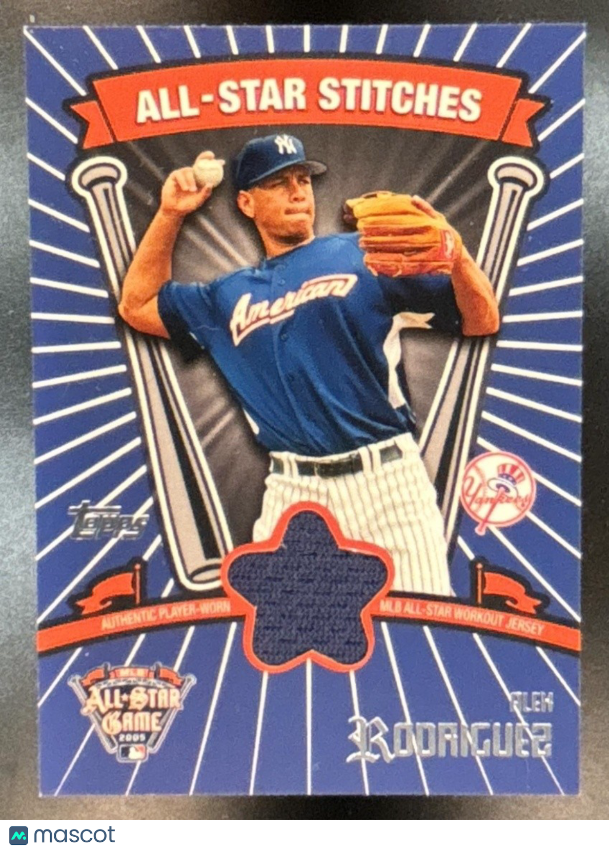 2005 Topps Updates & Highlights Alex Rodriguez All Star Stitches Yankees