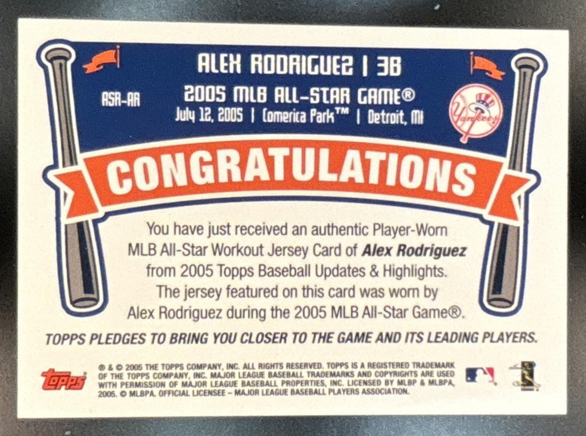 2005 Topps Updates & Highlights Alex Rodriguez All Star Stitches Yankees