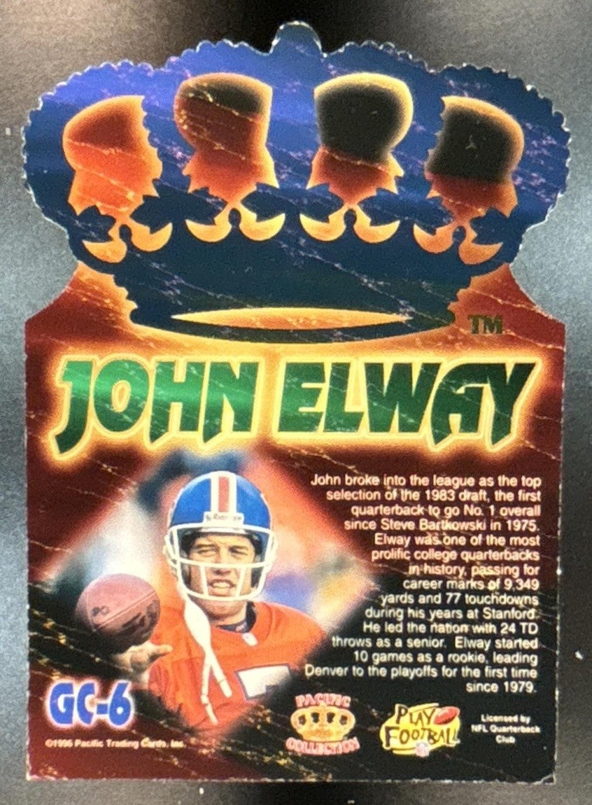 1996 Pacific John Elway Gold Crown Die Cuts #GC-6 Denver Broncos
