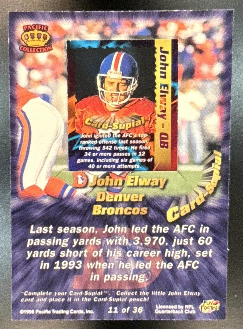 1996 Pacific John Elway Card Supials #11 Denver Broncos