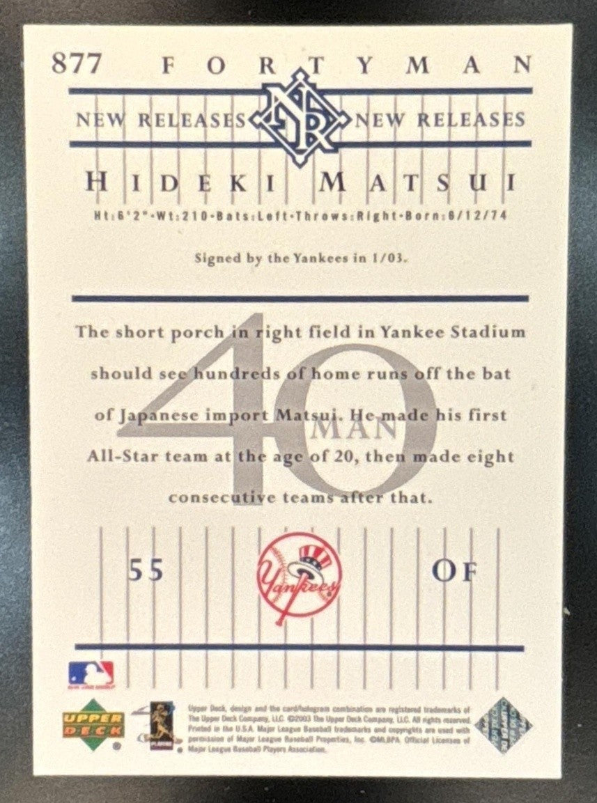 2003 Upper Deck 40-Man Hideki Matsui #877 RC New York Yankees