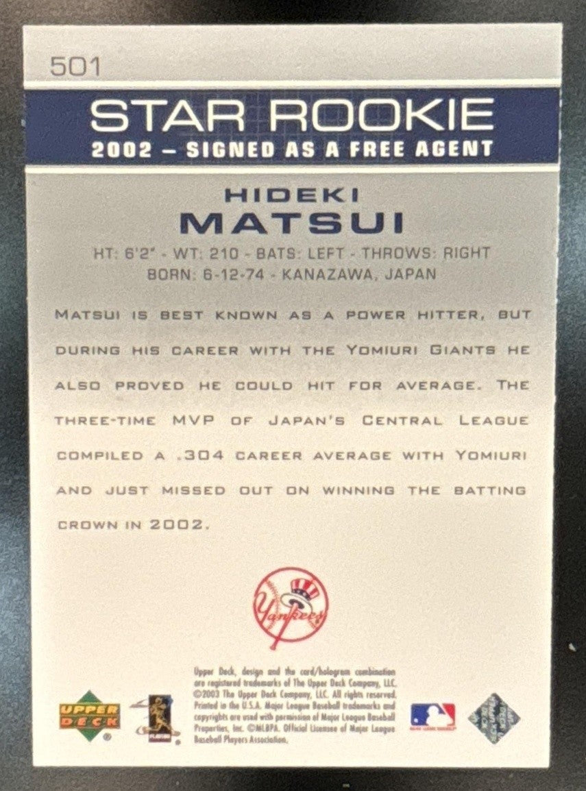 2003 Upper Deck Hideki Matsui #501 RC Yankees